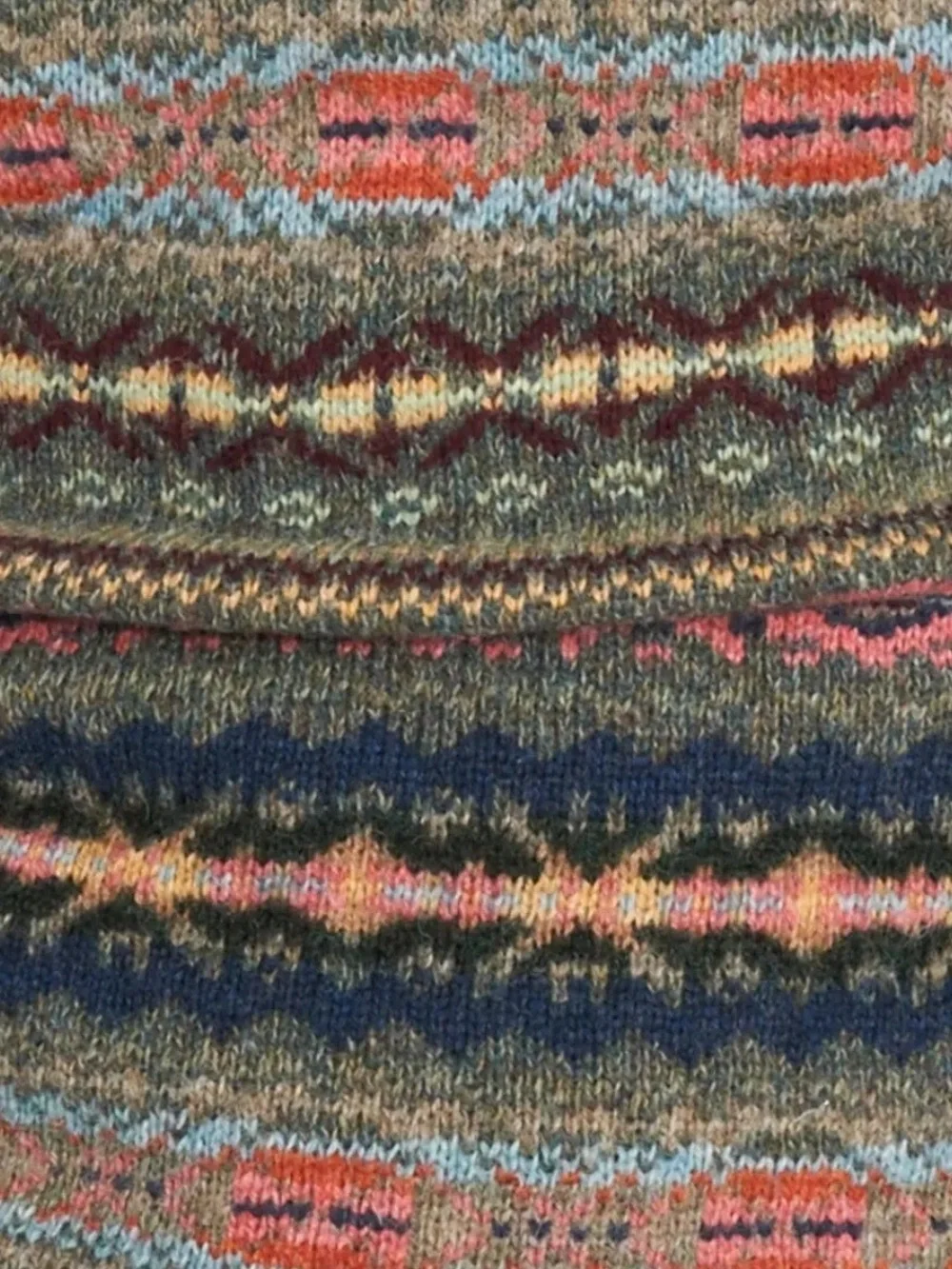 Polo by Ralph Lauren Olive Multicolor Fair Isle V-Neck Sweater